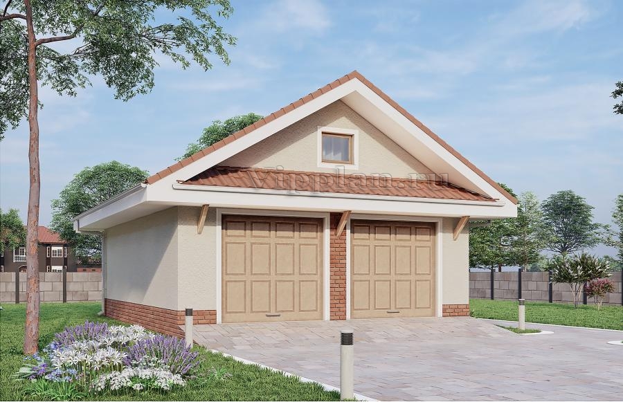 Эскизный проект одноэтажного гаража на две машины с мастерской