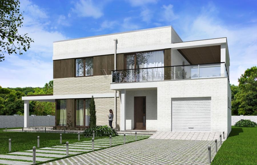 Двухэтажный дом с гаражом и террасами