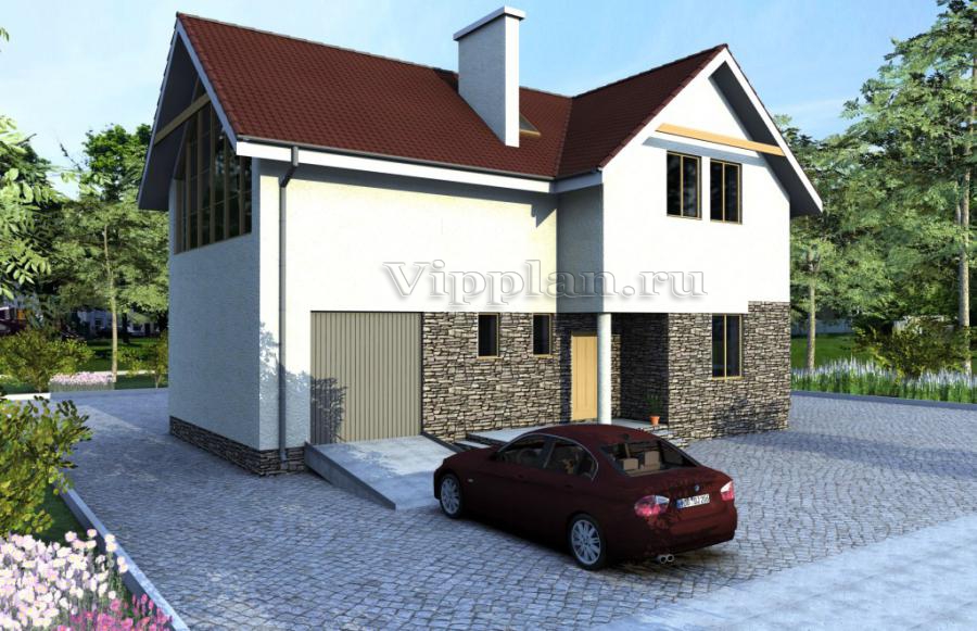 Дом с мансардой, гаражом, террасой и верандой